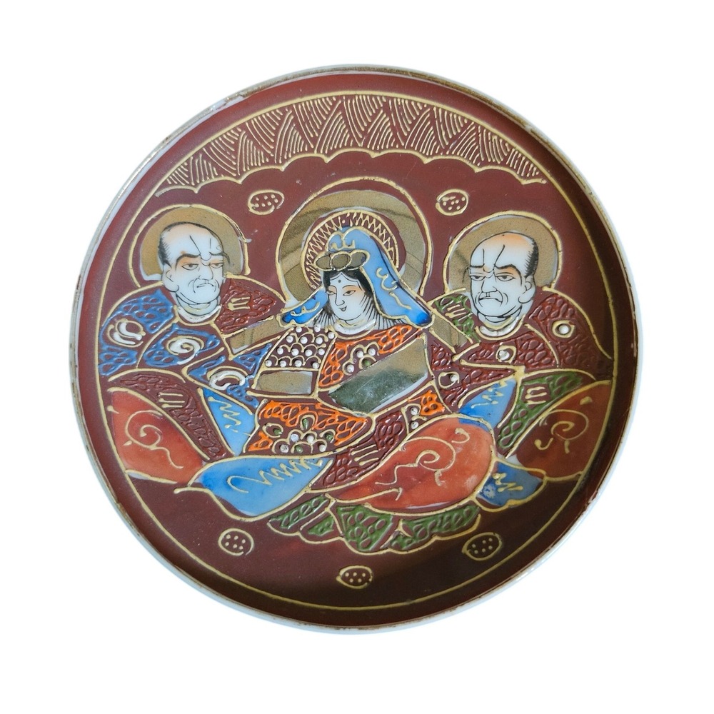 Hand Painted Tea Set Vintage Red Moriage Immortals Porcelain 9pc Set - Picture 3 of 9